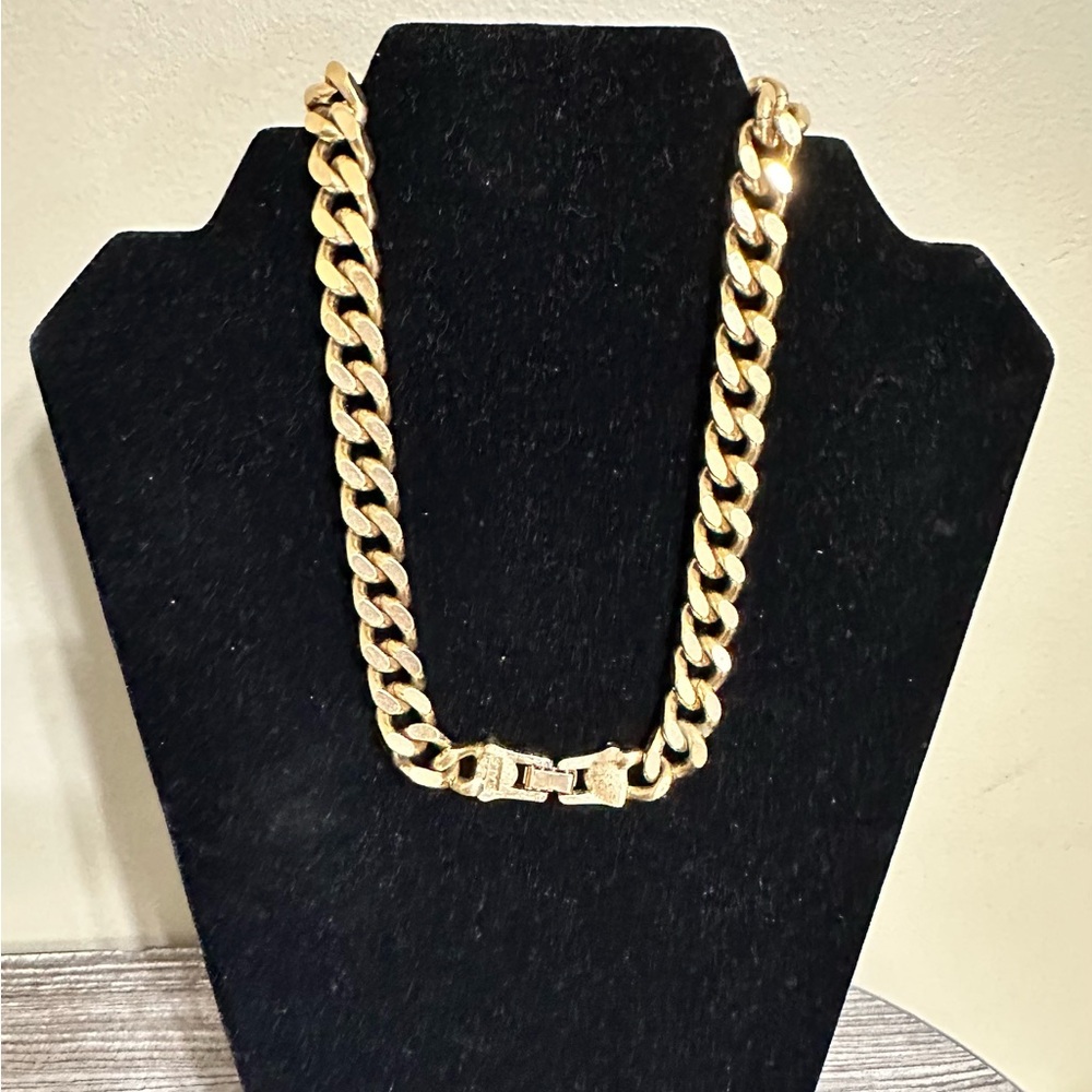 Swarovski Blue &  Baguettes Cuban Link Chain Choker-1980’s - Picture 6 of 11
